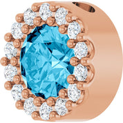 14K Rose Natural Aquamarine & 1/10 CT Natural Diamond Halo-Style Pendant