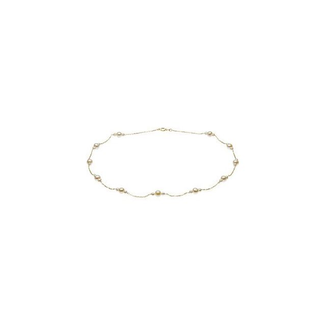 14K Yellow Cultured White Freshwater Pearl 17" Necklace