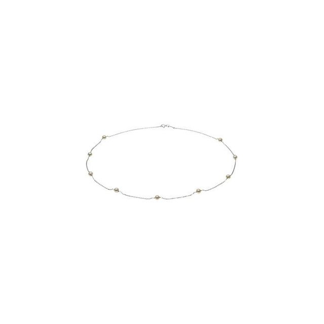 14K White Cultured White Freshwater Pearl 9-Station 18" Necklace