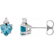 Sterling Silver Natural London Blue Topaz & .06 Natural Diamond Stud Earrings