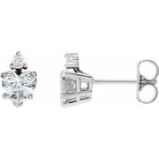 Sterling Silver Natural White Sapphire & .06 Natural Diamond Stud Earrings