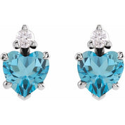 Sterling Silver Natural London Blue Topaz & .06 Natural Diamond Stud Earrings