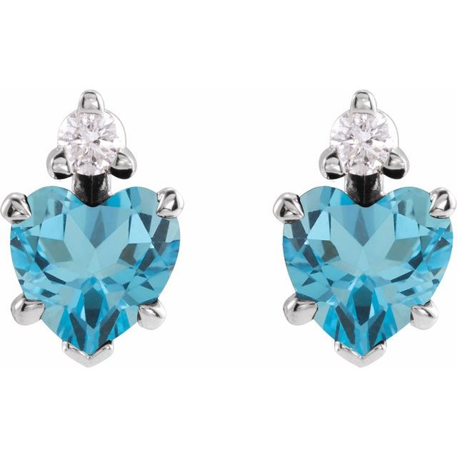 Sterling Silver Natural London Blue Topaz & .06 Natural Diamond Stud Earrings