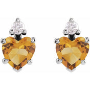Platinum Natural Citrine & .06 Natural Diamond Stud Earrings