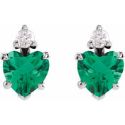 Platinum Lab-Grown Emerald & .06 Natural Diamond Stud Earrings