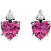 Platinum Natural Pink Tourmaline & .06 Natural Diamond Stud Earrings