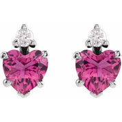 Sterling Silver Natural Pink Tourmaline & .06 Natural Diamond Stud Earrings