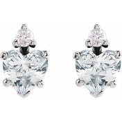 Sterling Silver Natural White Sapphire & .06 Natural Diamond Stud Earrings