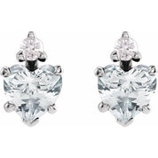 Sterling Silver Natural White Sapphire & .06 Natural Diamond Stud Earrings
