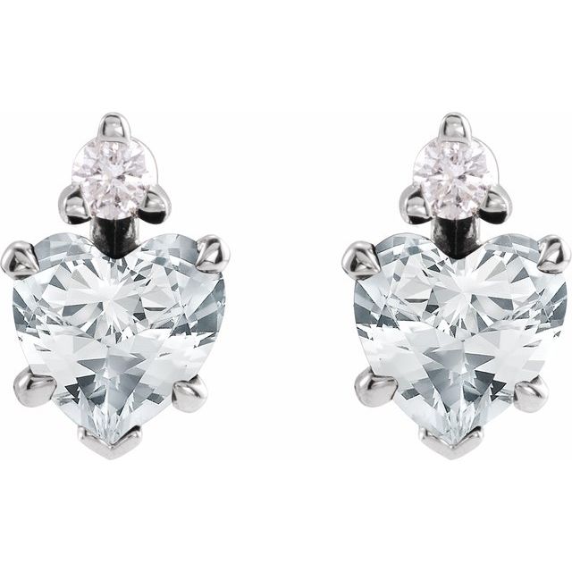 Sterling Silver Natural White Sapphire & .06 Natural Diamond Stud Earrings