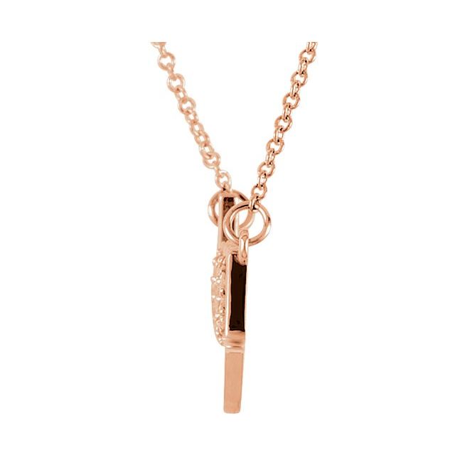 14K Rose .07 CTW Natural Diamond "Love You" Phrase 17 1/2" Necklace