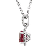 14K White Lab-Grown Ruby & 1/10 CTW Natural Diamond 18" Necklace