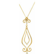 14K Yellow .08 CTW Natural Diamond Fleur-de-Lis 18" Necklace