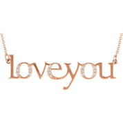 14K Rose .07 CTW Natural Diamond "Love You" Phrase 17 1/2" Necklace