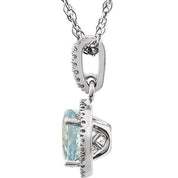 14K White Natural Sky Blue Topaz & 1/10 CTW Natural Diamond 18" Necklace