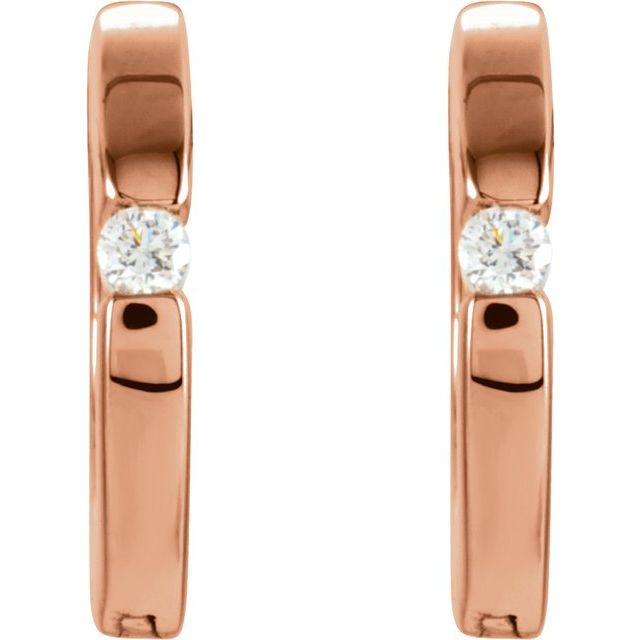 14K Rose .07 CTW Natural Diamond Hoop Earrings
