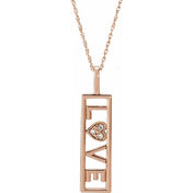 14K Rose .02 CTW Natural Diamond Love 18" Necklace