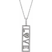 Sterling Silver .02 CTW Natural Diamond Love 18" Necklace