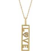 14K Yellow .02 CTW Natural Diamond Love 18" Necklace
