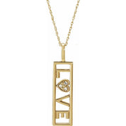 14K Yellow .02 CTW Natural Diamond Love 18" Necklace