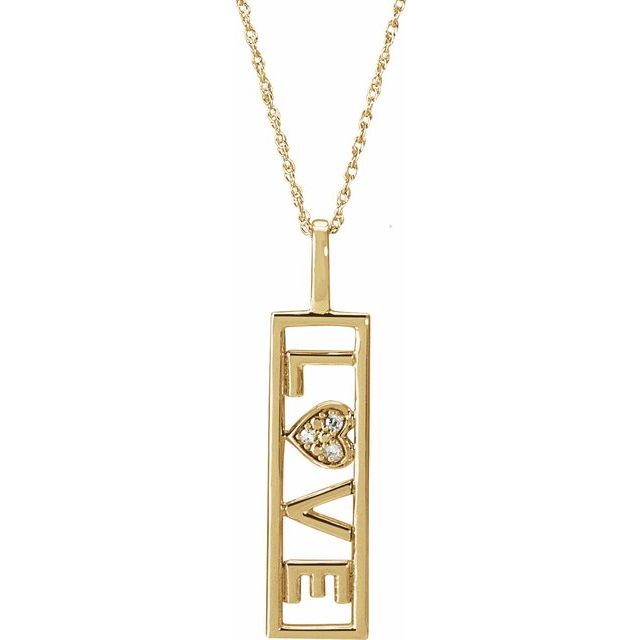 14K Yellow .02 CTW Natural Diamond Love 18" Necklace