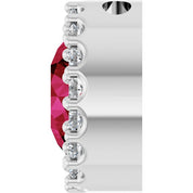 Sterling Silver Lab-Grown Ruby & 1/8 CT Natural Diamond Halo-Style Pendant