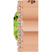 14K Rose Natural Peridot & 1/8 CT Natural Diamond Halo-Style Pendant