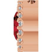 14K Rose Natural Mozambique Garnet & 1/8 CT Natural Diamond Halo-Style Pendant