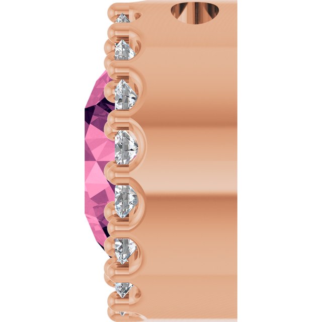 14K Rose Natural Pink Tourmaline & 1/8 CT Natural Diamond Halo-Style Pendant