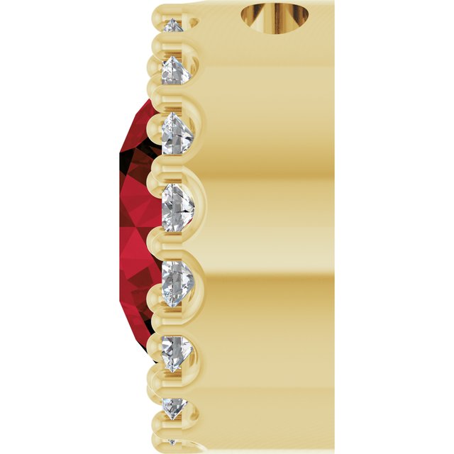 14K Yellow Natural Mozambique Garnet & 1/10 CT Natural Diamond Halo-Style Pendant