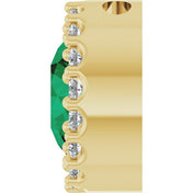 14K Yellow Natural Emerald & 1/8 CT Natural Diamond Halo-Style Pendant