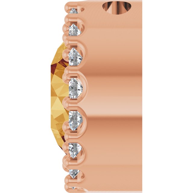 14K Rose Natural Citrine & 1/8 CT Natural Diamond Halo-Style Pendant