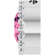 Sterling Silver Natural Pink Tourmaline & 1/8 CT Natural Diamond Halo-Style Pendant
