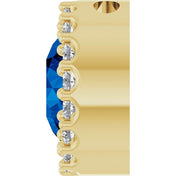 14K Yellow Natural Blue Sapphire & 1/8 CT Natural Diamond Halo-Style Pendant