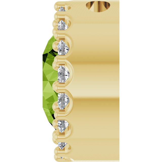 14K Yellow Natural Peridot & 1/8 CT Natural Diamond Halo-Style Pendant
