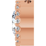 14K Rose Natural White Sapphire & 1/8 CT Natural Diamond Halo-Style Pendant