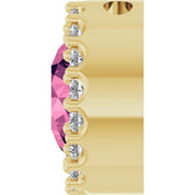 14K Yellow Natural Pink Tourmaline & 1/8 CT Natural Diamond Halo-Style Pendant