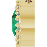 14K Yellow Lab-Grown Emerald & 1/8 CT Natural Diamond Halo-Style Pendant