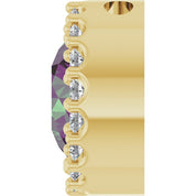 14K Yellow Lab-Grown Alexandrite & 1/8 CT Natural Diamond Halo-Style Pendant
