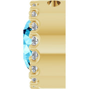 14K Yellow Natural Aquamarine & 1/8 CT Natural Diamond Halo-Style Pendant