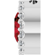 Sterling Silver Natural Mozambique Garnet & 1/8 CT Natural Diamond Halo-Style Pendant