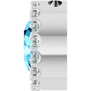 14K White Natural Aquamarine & 1/8 CT Natural Diamond Halo-Style Pendant