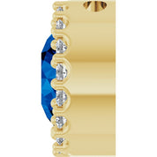 14K Yellow Lab-Grown Blue Sapphire & 1/8 CT Natural Diamond Halo-Style Pendant