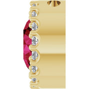 14K Yellow Lab-Grown Ruby & 1/8 CT Natural Diamond Halo-Style Pendant