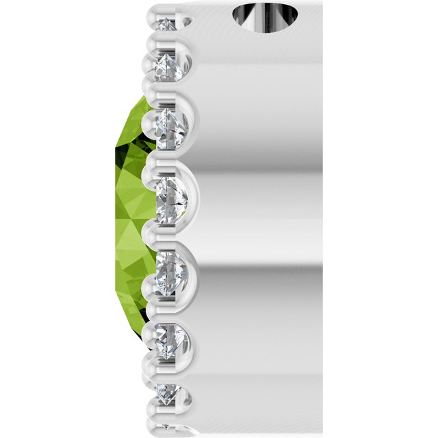 Sterling Silver Natural Peridot & 1/8 CT Natural Diamond Halo-Style Pendant