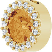 14K Yellow Natural Citrine & 1/8 CT Natural Diamond Halo-Style Pendant