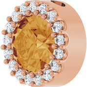 14K Rose Natural Citrine & 1/8 CT Natural Diamond Halo-Style Pendant