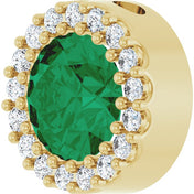 14K Yellow Natural Emerald & 1/8 CT Natural Diamond Halo-Style Pendant