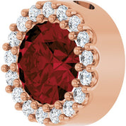 14K Rose Natural Mozambique Garnet & 1/8 CT Natural Diamond Halo-Style Pendant
