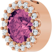 14K Rose Natural Pink Tourmaline & 1/8 CT Natural Diamond Halo-Style Pendant
